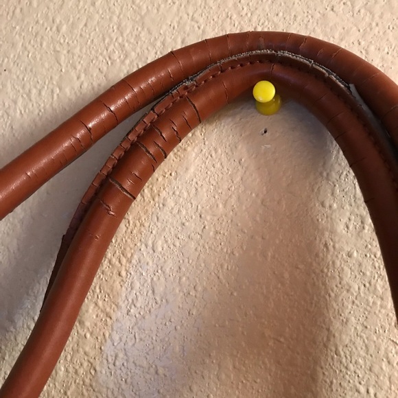 Slouch handbag dark brown not leather studded logo pattern - Picture 4 of 4